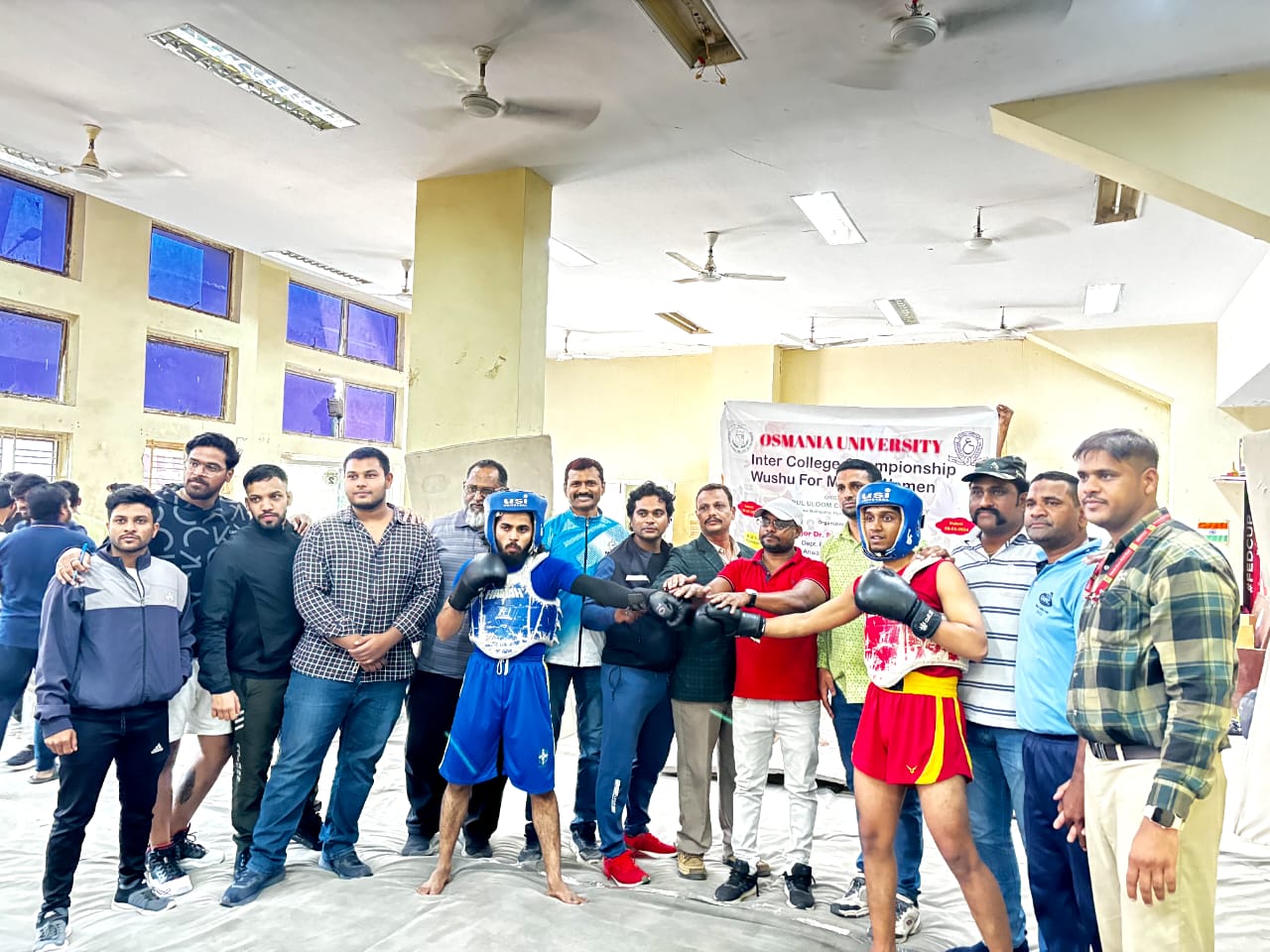 Osmania University Inter College Wushu Championship (Men)
Held at LB stadium on 06-02-2024.
MJCET students performed very good and won 2 Gold medals.
Saud Al Amoodi IT-3 won Gold 🥇 in -52 
Mohammad Abdullah Civil -1 won Gold 🥇 in -90